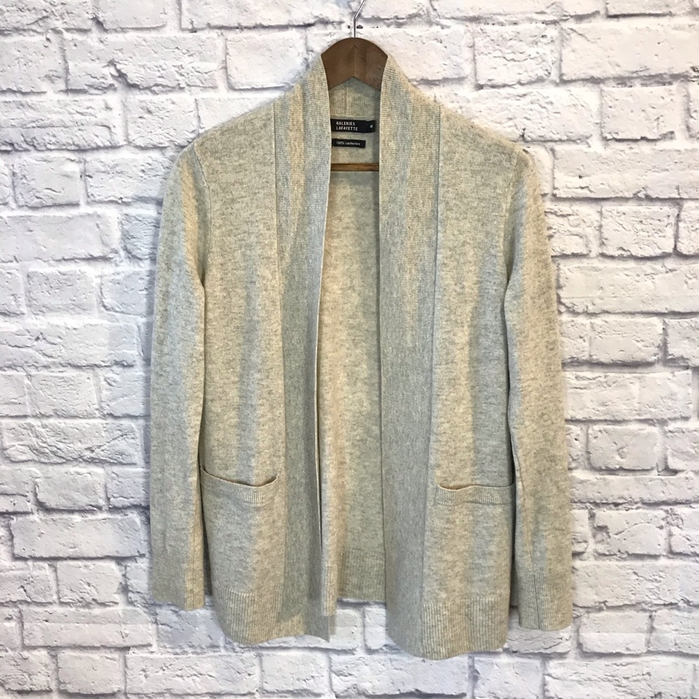 Galeries Lafayette Gray Cashmere Cardigan Sweater Womens Size 00 Long Sleeve